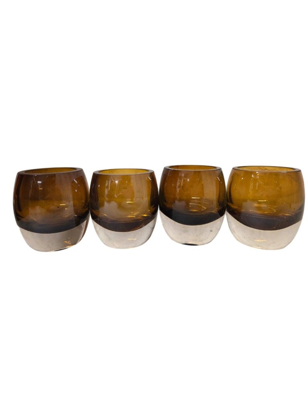 4 Mikasa Amber Glass 3" Votive Candle Holders
